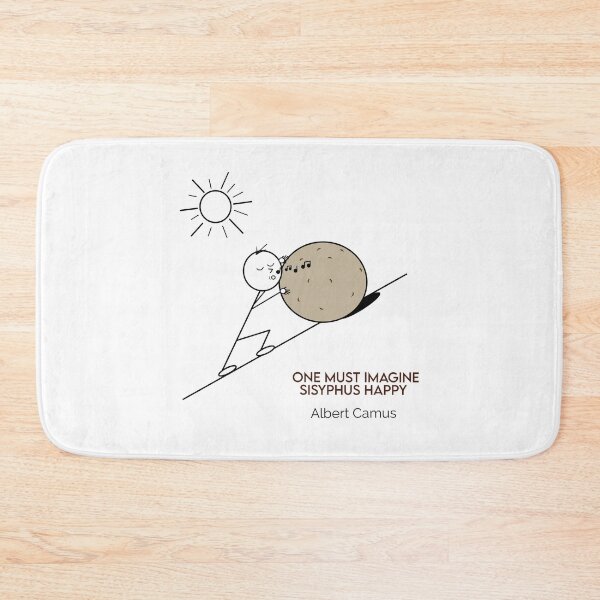 Item preview, One Must Imagine Sisyphus Happy Singing - Philosophy Cartoons designed and sold by JoyfulSisyphus.