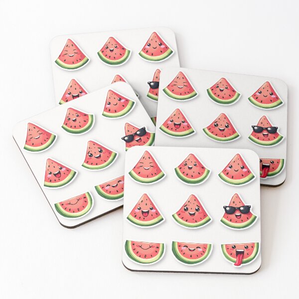 Item preview, Kawaii Watermelon Slices – Cute Summer Fruit Faces designed and sold by Emilia-Design.