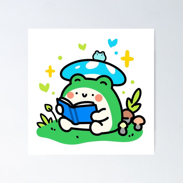 Item preview, A frog reading a book in the forest designed and sold by Elinotes.