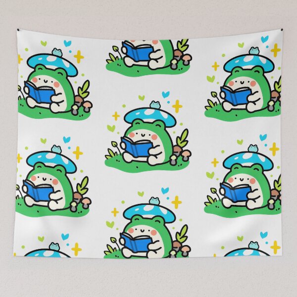 Item preview, A frog reading a book in the forest designed and sold by Elinotes.