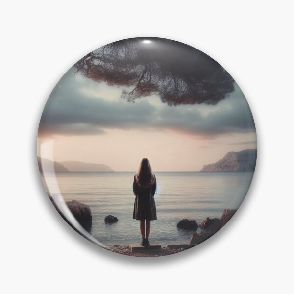 Item preview, A girl standing alone in front of the sea designed and sold by lola-mhkh.