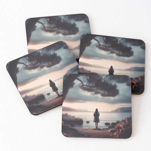 Item preview, A girl standing alone in front of the sea designed and sold by lola-mhkh.