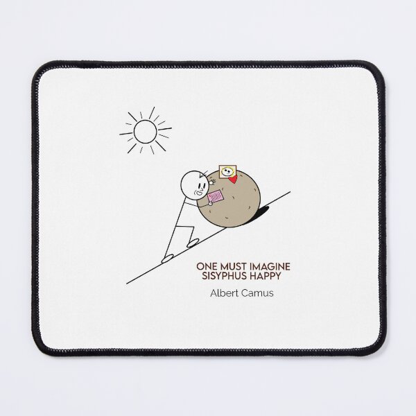Item preview, One Must Imagine Sisyphus Happy Writing a Love Letter - Philosophy Cartoons designed and sold by JoyfulSisyphus.