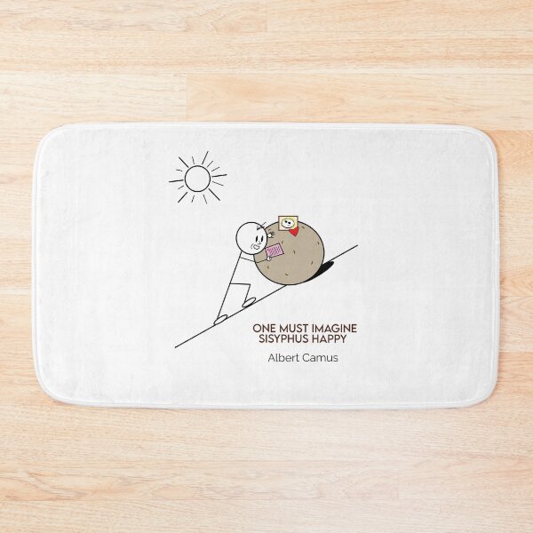 Item preview, One Must Imagine Sisyphus Happy Writing a Love Letter - Philosophy Cartoons designed and sold by JoyfulSisyphus.