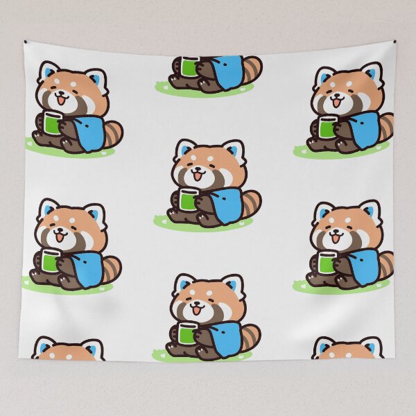 Item preview, A red panda enjoying matcha designed and sold by Elinotes.