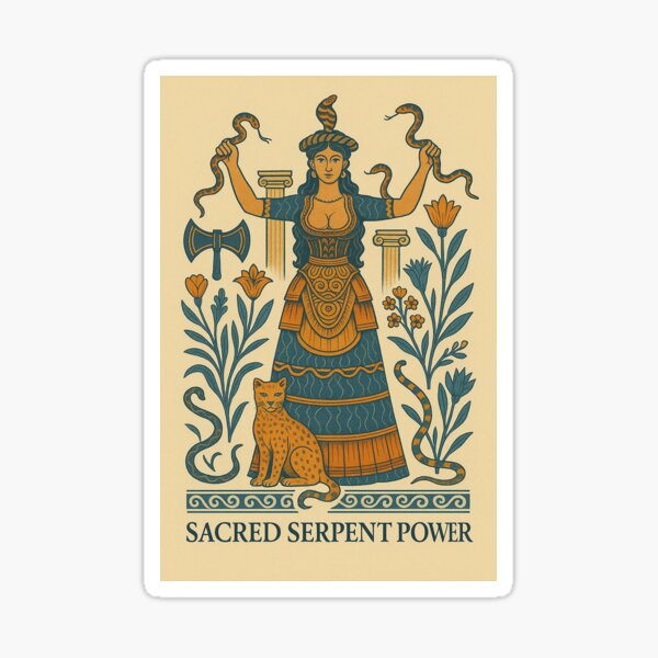 Item preview, Sacred Serpent Power Minoan Goddess Art	 designed and sold by weirdfishes123.