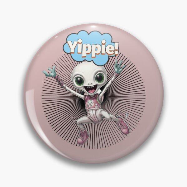 Item preview, Cheerful Alien, leaping into tunnel, shouting Yippie, wearing sneakers designed and sold by MoodCircuit.
