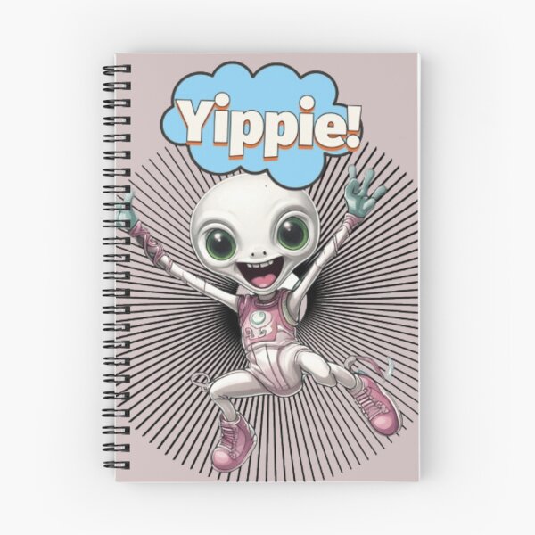 Item preview, Cheerful Alien, leaping into tunnel, shouting Yippie, wearing sneakers designed and sold by MoodCircuit.