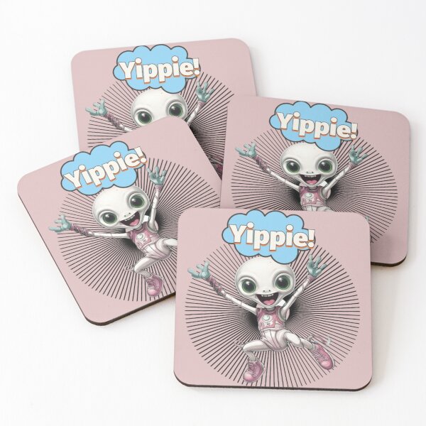 Item preview, Cheerful Alien, leaping into tunnel, shouting Yippie, wearing sneakers designed and sold by MoodCircuit.