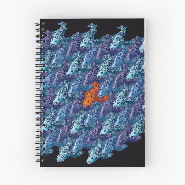Item preview, Opposites Attract: Blue Fish Tessellation – Escher-Inspired Geometric Art designed and sold by Richards little art shop.