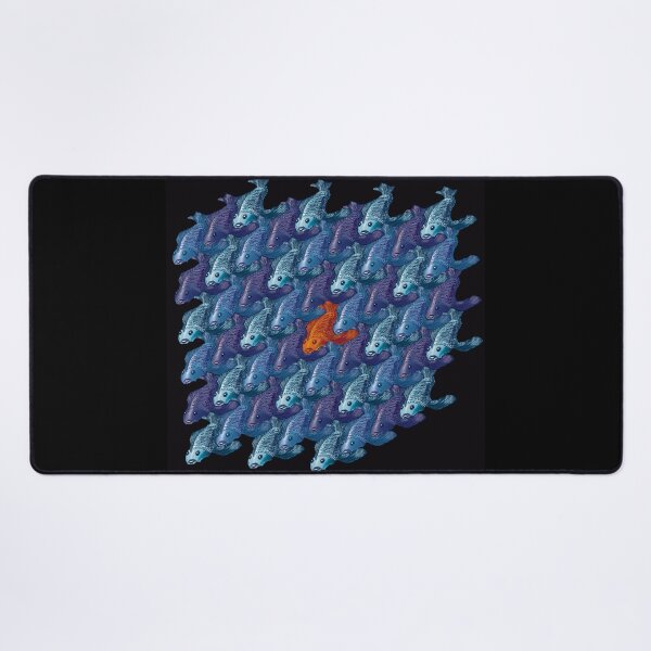 Item preview, Opposites Attract: Blue Fish Tessellation – Escher-Inspired Geometric Art designed and sold by Richards little art shop.