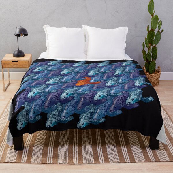 Item preview, Opposites Attract: Blue Fish Tessellation – Escher-Inspired Geometric Art designed and sold by Richards little art shop.