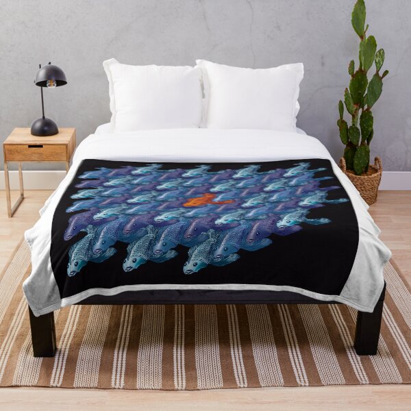 Artikelvorschau, Gegensätze ziehen sich an: Blaue Fisch-Parkettierung – Von Escher inspirierte geometrische Kunst entworfen und verkauft von Richards little art shop.