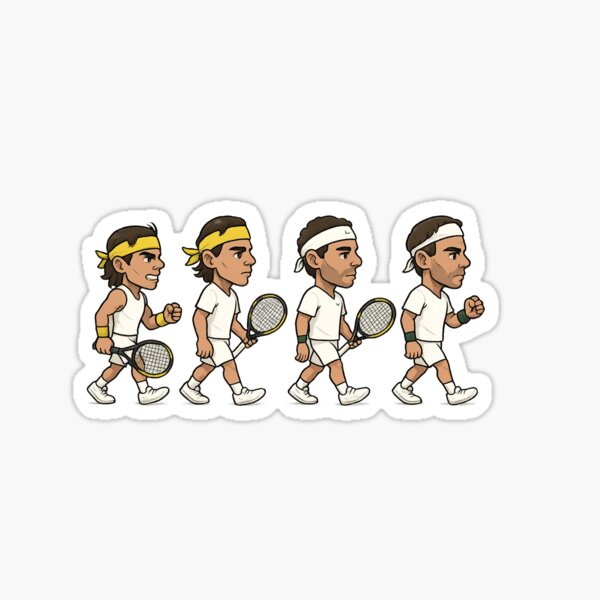 Item preview, Rafael Nadal Wimbledon Evolution Sticker – Cartoon Tennis Legend designed and sold by Final Whistle Art.