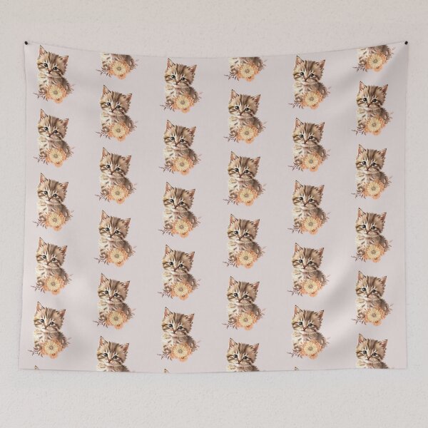 Item preview, Cute Watercolour Kitten With Flowers designed and sold by IrisAndIvy.