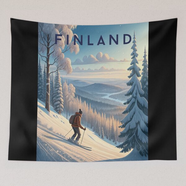 Item preview, Vintage poster - downhill skier in Finland designed and sold by knappidesign.