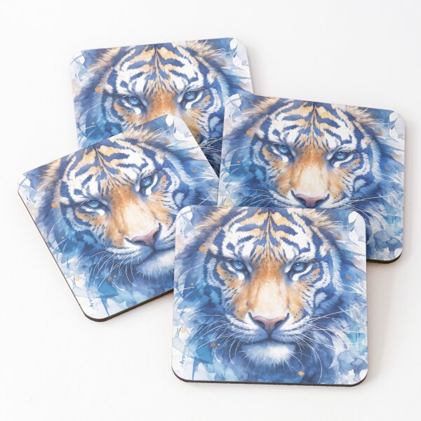 Item preview, Eyes of Icefire – Intense Blue-Eyed Tiger in Watercolor Fury designed and sold by AshiraCreations.