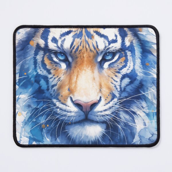 Item preview, Eyes of Icefire – Intense Blue-Eyed Tiger in Watercolor Fury designed and sold by AshiraCreations.