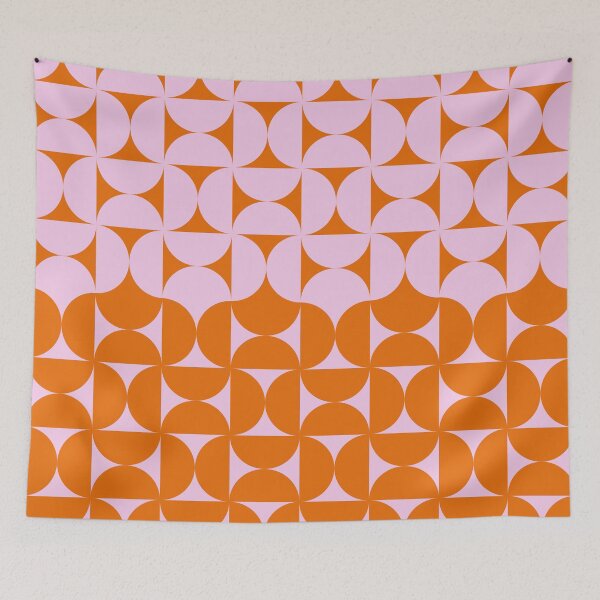 Item preview, Midcentury Modern Retro Geometric Patterns v7 in Orange Pink designed and sold by nineFlorals.