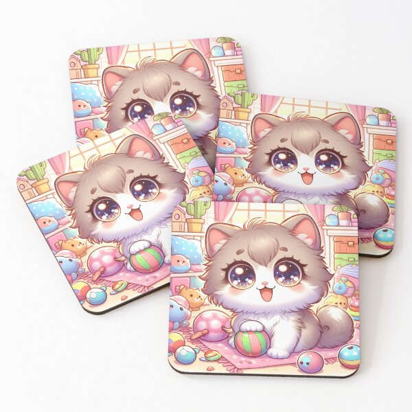 Item preview, Cute little cat playing with toys designed and sold by lola-mhkh.
