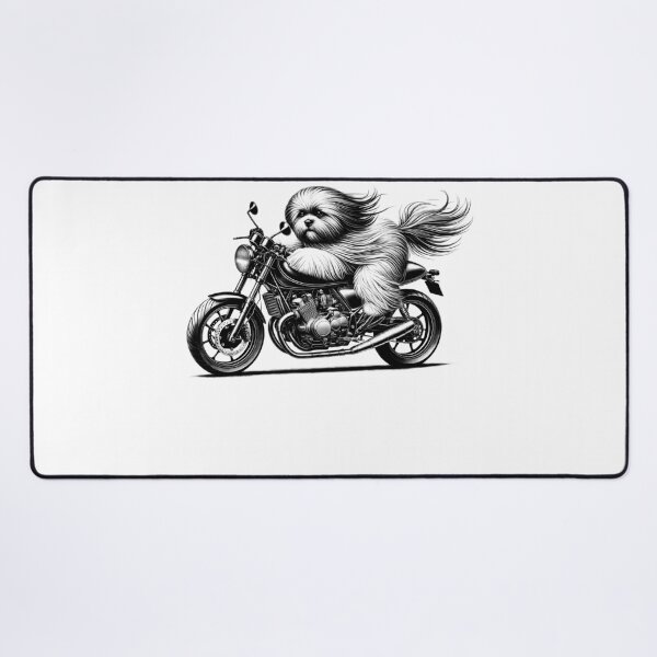 Item preview, Cool Lhasa Apso Riding a Motorcycle Biker Dog Lover designed and sold by Kimberley King Art King Art.