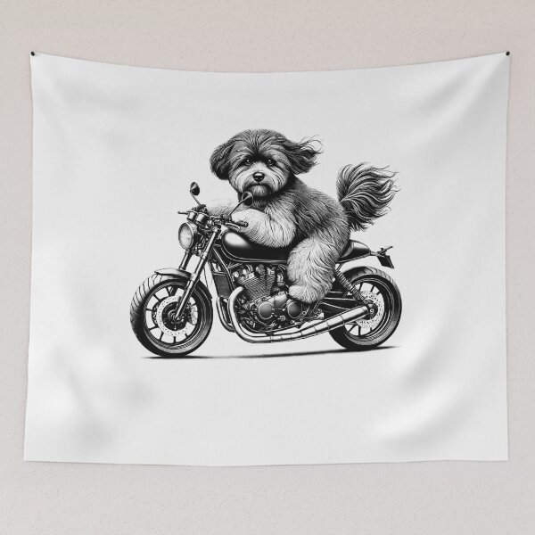 Item preview, Cool Lowchen Riding a Motorcycle Biker Dog Lover designed and sold by Kimberley King Art King Art.
