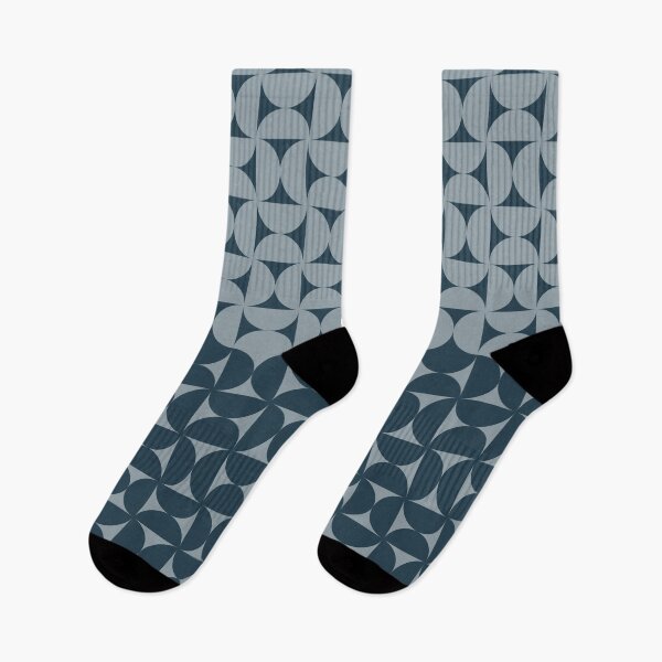 Item preview, Midcentury Modern Retro Geometric Patterns v1 in Navy Blue Grey designed and sold by nineFlorals.