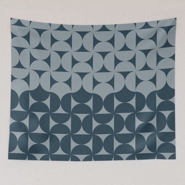 Item preview, Midcentury Modern Retro Geometric Patterns v1 in Navy Blue Grey designed and sold by nineFlorals.