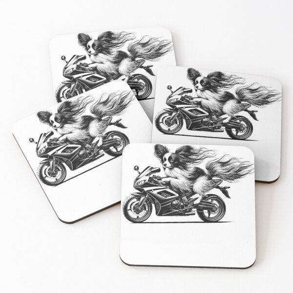 Item preview, Cool Papillon Riding a Motorcycle Biker Dog Lover designed and sold by Kimberley King Art  King Art.