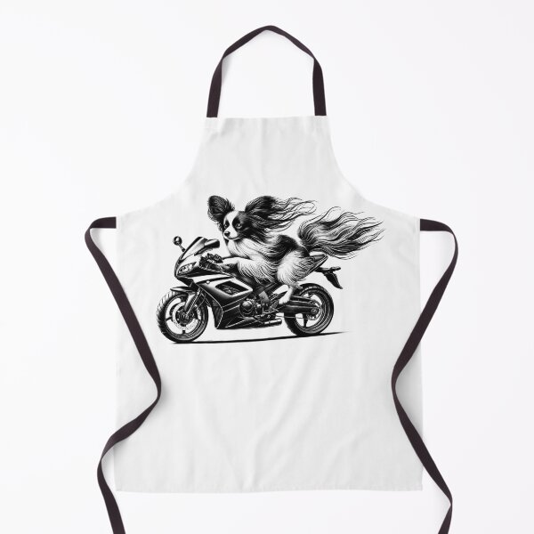 Item preview, Cool Papillon Riding a Motorcycle Biker Dog Lover designed and sold by Kimberley King Art King Art.