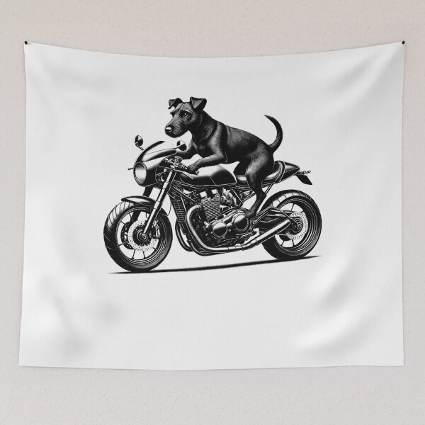 Item preview, Cool Patterdale Terrier Riding a Motorcycle Biker Dog Lover designed and sold by Kimberley King Art  King Art.