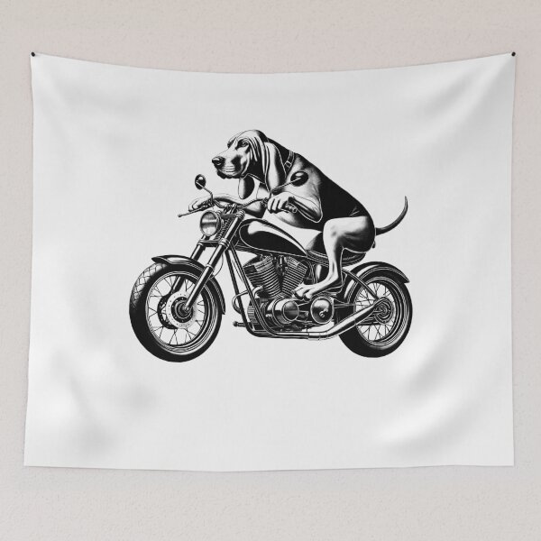Item preview, Cool Redbone Coonhound Riding a Motorcycle Biker Dog Lover designed and sold by Kimberley King Art  King Art.