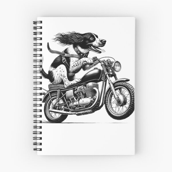 Item preview, Cool Small Munsterlander Pointer Riding a Motorcycle Biker Dog Lover designed and sold by Kimberley King Art  King Art.