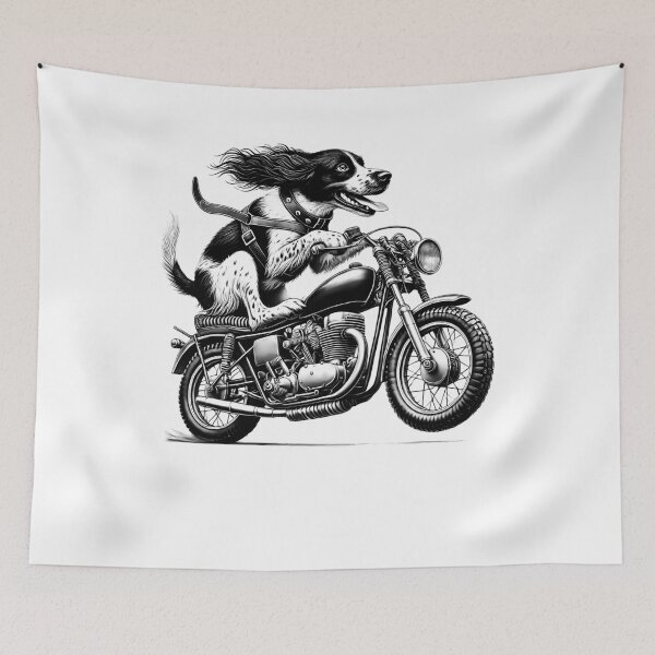 Item preview, Cool Small Munsterlander Pointer Riding a Motorcycle Biker Dog Lover designed and sold by Kimberley King Art  King Art.
