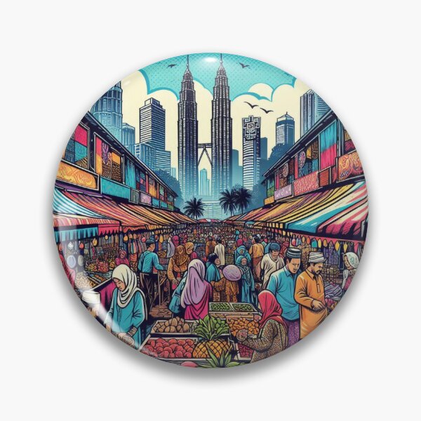 Item preview, Kuala Lumpur Market Comic Design – Vibrant AI Artwork for Clothing, Accessories & Malaysian Urban Travel Fashion designed and sold by knalpot-design.