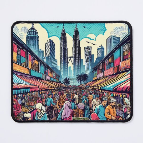 Item preview, Kuala Lumpur Market Comic Design – Vibrant AI Artwork for Clothing, Accessories & Malaysian Urban Travel Fashion designed and sold by knalpot-design.
