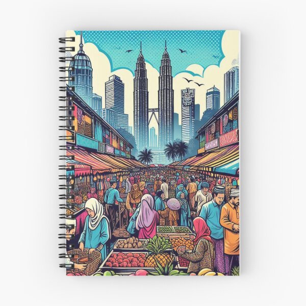 Item preview, Kuala Lumpur Market Comic Design – Vibrant AI Artwork for Clothing, Accessories & Malaysian Urban Travel Fashion designed and sold by knalpot-design.