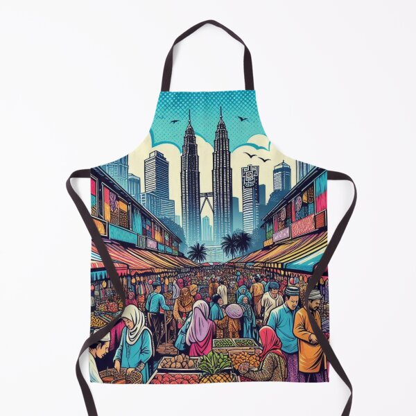 Item preview, Kuala Lumpur Market Comic Design – Vibrant AI Artwork for Clothing, Accessories & Malaysian Urban Travel Fashion designed and sold by knalpot-design.