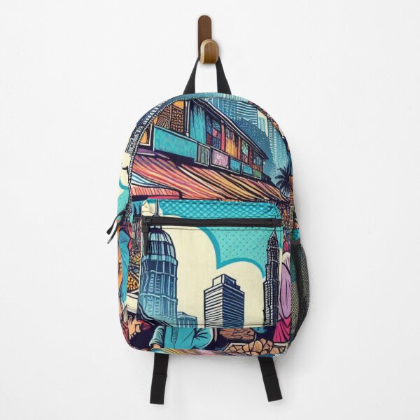 Item preview, Kuala Lumpur Market Comic Design – Vibrant AI Artwork for Clothing, Accessories & Malaysian Urban Travel Fashion designed and sold by knalpot-design.