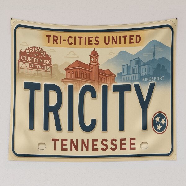 Item preview, Tri-Cities Tennessee License Plate: Roadtrip Pride in America designed and sold by Globalcitytees.