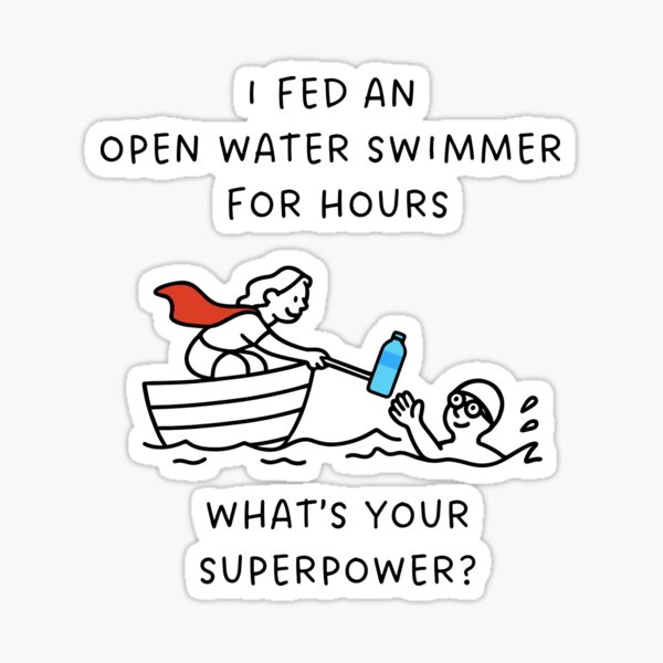Aperçu de l'œuvre Superpuissance de la nageuse en eau libre : nageuse et nageur créée et vendue par Open Water Swimming Gifts.