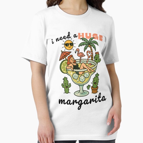 Vista previa del artículo con la obra «Cóctel margarita vintage divertido que dice "Necesito una margarita enorme", cita con jugo de lima», diseñado y vendido por LuxeGraphix Shirt.