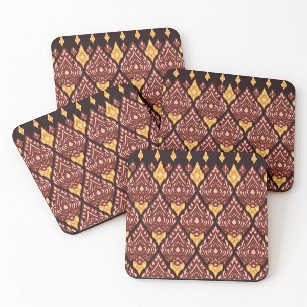 Item preview, Thai Flame Lotus Pattern – Royal Red & Gold on Deep Black designed and sold by Mondee Shop.