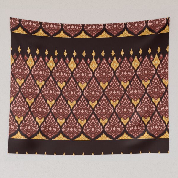 Item preview, Thai Flame Lotus Pattern – Royal Red & Gold on Deep Black designed and sold by Mondee Shop.