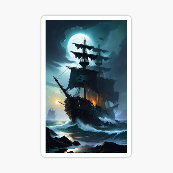 Item preview, ghost ship, flying Dutchman, sailboat, pirate ship designed and sold by Beladonna2021.