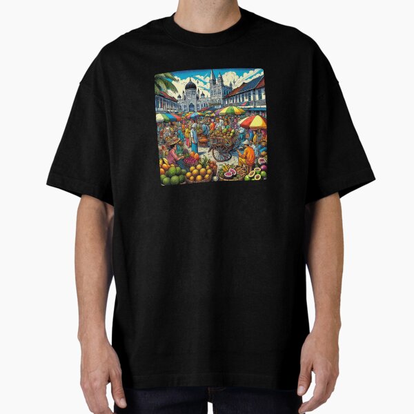 Item preview, Medan City Market Comic Design – Colorful AI Artwork for Clothing, Accessories & Indonesian Urban Travel Fashion designed and sold by knalpot-design.