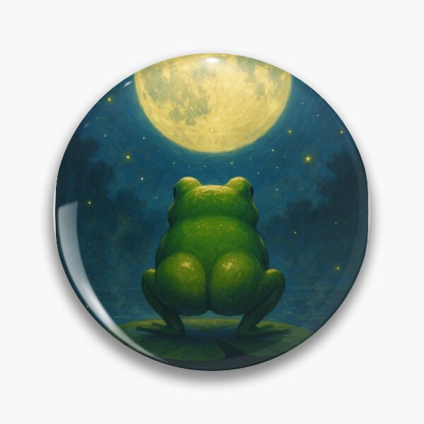 Item preview, Frog Butt Under the Moon – Whimsical Nature Illustration designed and sold by POD DYNASTY | Original Print On Demand T-Shirt Graphics.