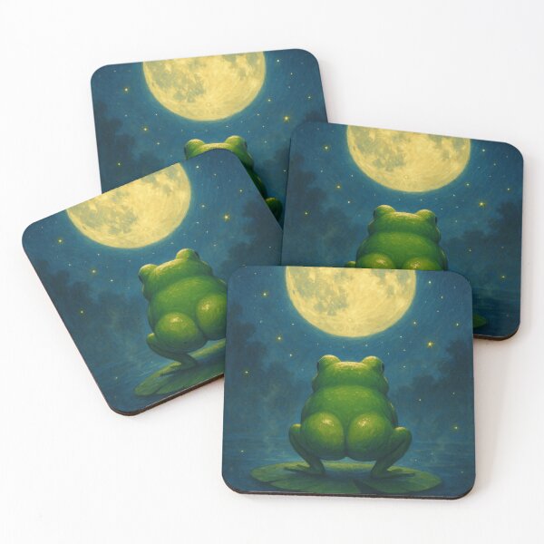 Item preview, Frog Butt Under the Moon – Whimsical Nature Illustration designed and sold by POD DYNASTY | Original Print On Demand T-Shirt Graphics.