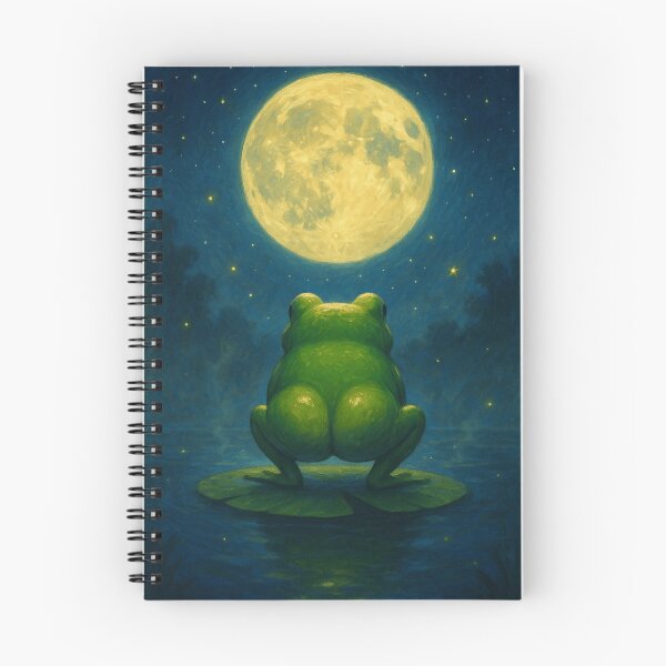 Item preview, Frog Butt Under the Moon – Whimsical Nature Illustration designed and sold by POD DYNASTY | Original Print On Demand T-Shirt Graphics.