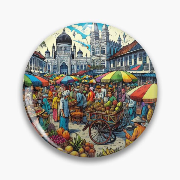 Item preview, Medan City Market Comic Design – Colorful AI Artwork for Clothing, Accessories & Indonesian Urban Travel Fashion designed and sold by knalpot-design.